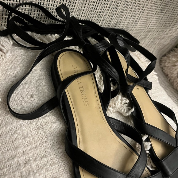 Leather Lace-up Gladiator Sandals - Picture 6 of 7